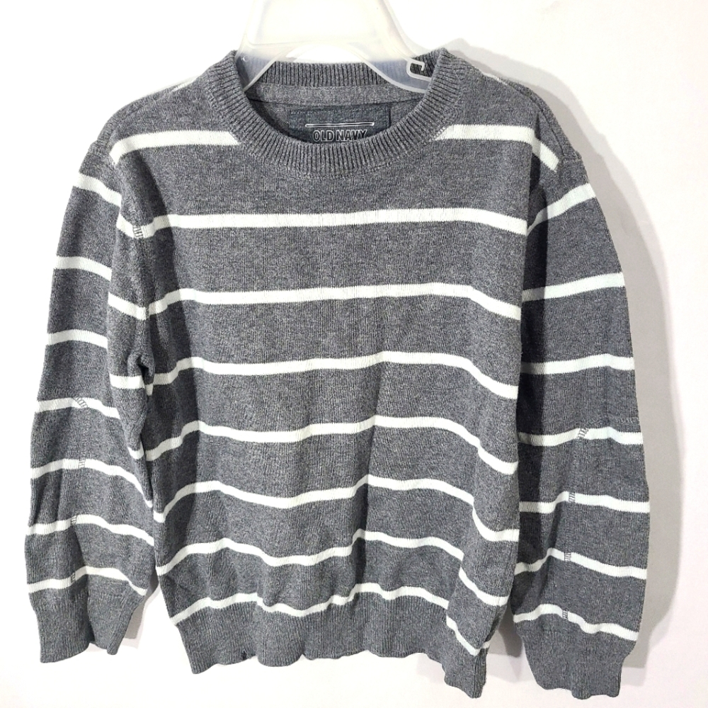 Old Navy Kids Boys Child Gray White‎ Crewneck Sweater Size 6 Casual